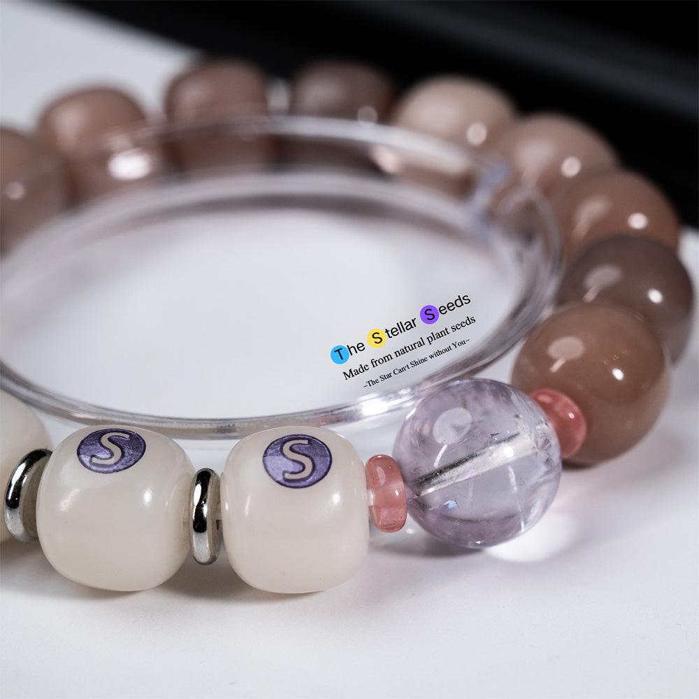 Spiritual Bodhi Seed Bracelet with Amethyst Crystal