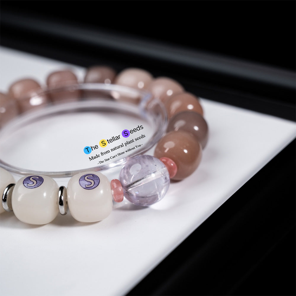 Spiritual Bodhi Seed Bracelet with Amethyst Crystal