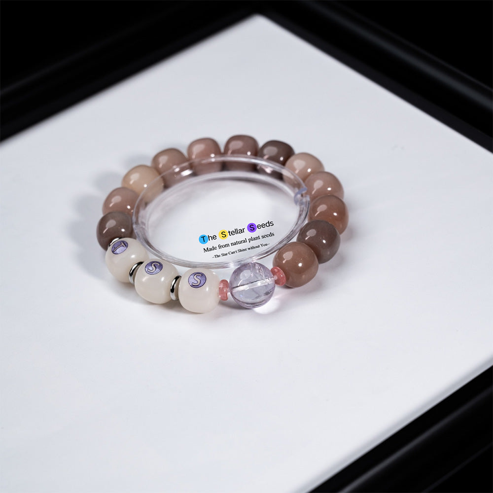 Spiritual Bodhi Seed Bracelet with Amethyst Crystal