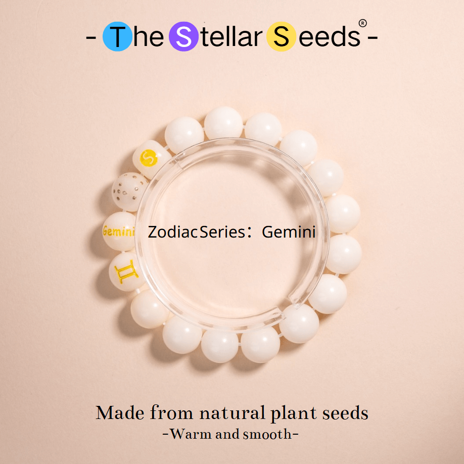 Gemini Zodiac Spiritual Bracelets – White Bodhi Seed for Mindful Living - The Stellar Seeds