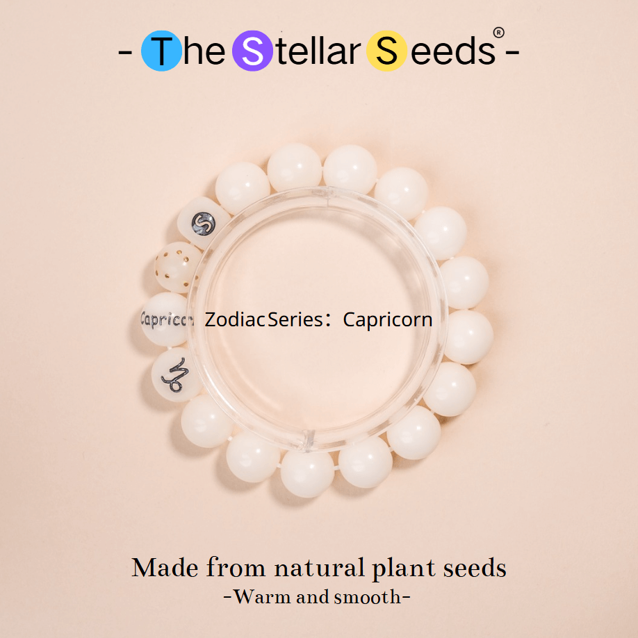 Capricorn Zodiac Bracelet – White Bodhi Seeds for Mala Beads Meditation - The Stellar Seeds
