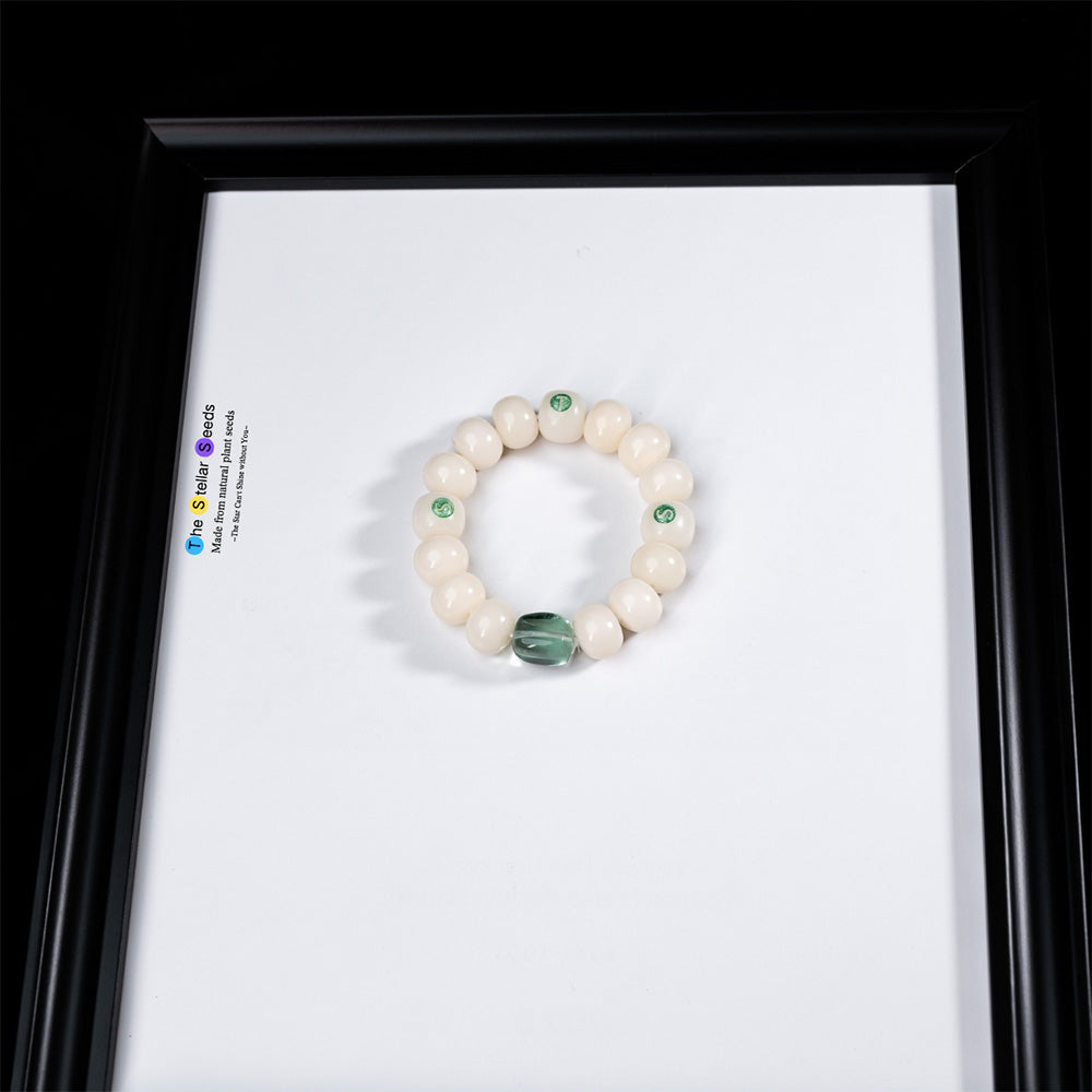 White Bodhi Seed & Fresh Green Fluorite Spiritual Healing Bracelet - The Stellar Seeds