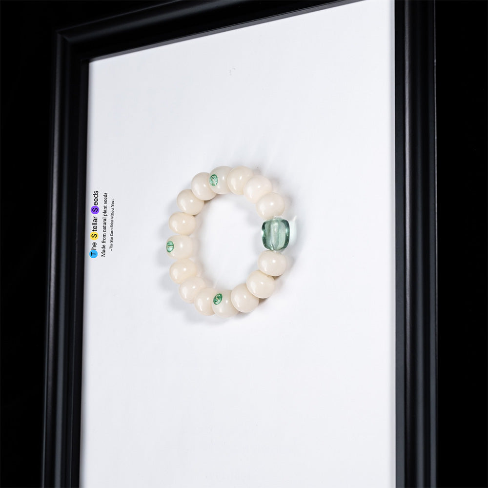 White Bodhi Seed & Fresh Green Fluorite Spiritual Healing Bracelet - The Stellar Seeds