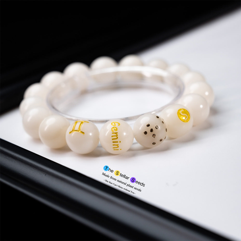 Gemini Zodiac Spiritual Bracelets – White Bodhi Seed for Mindful Living - The Stellar Seeds