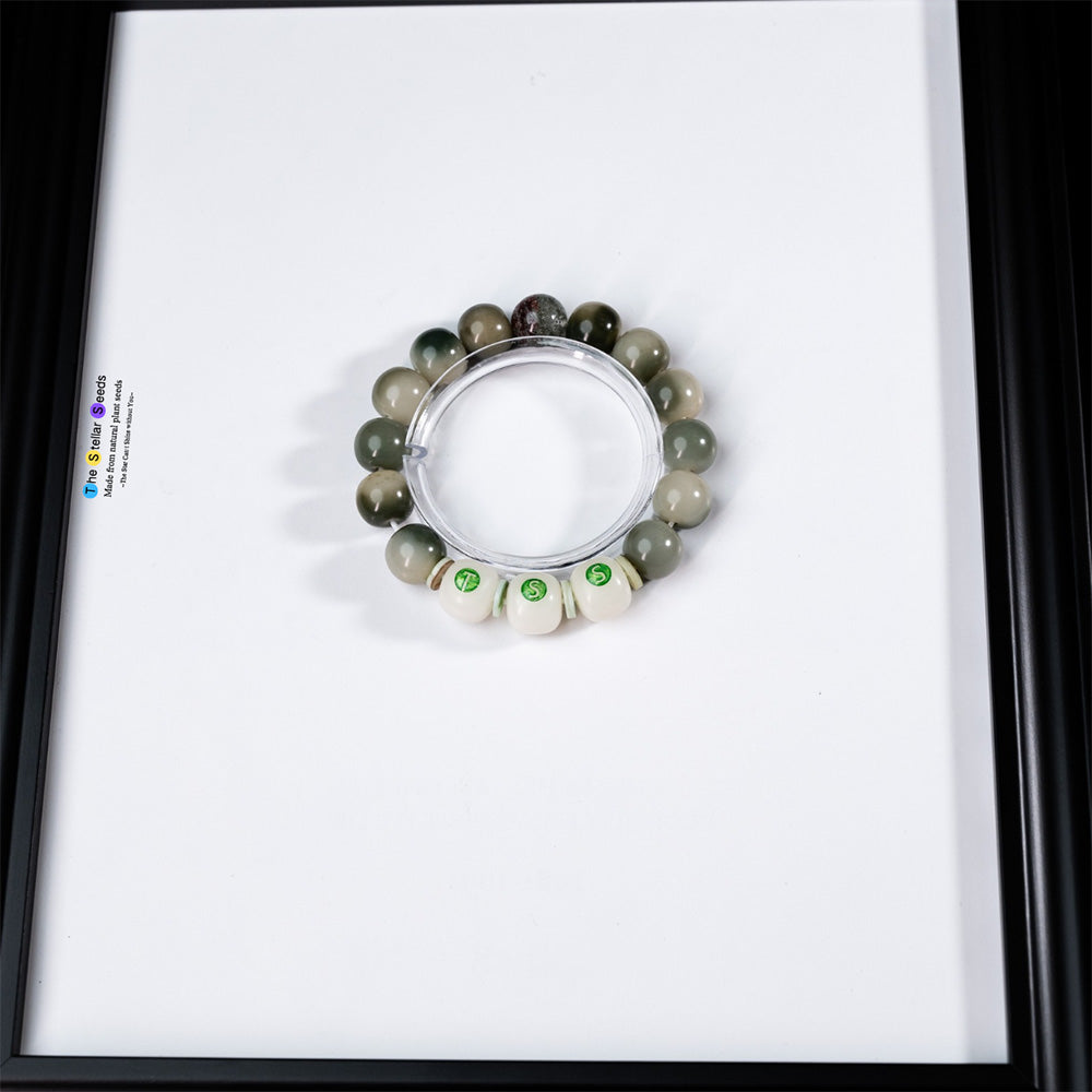 Green Bodhi Seed Bracelet with Phantom Crystal - The Stellar Seeds