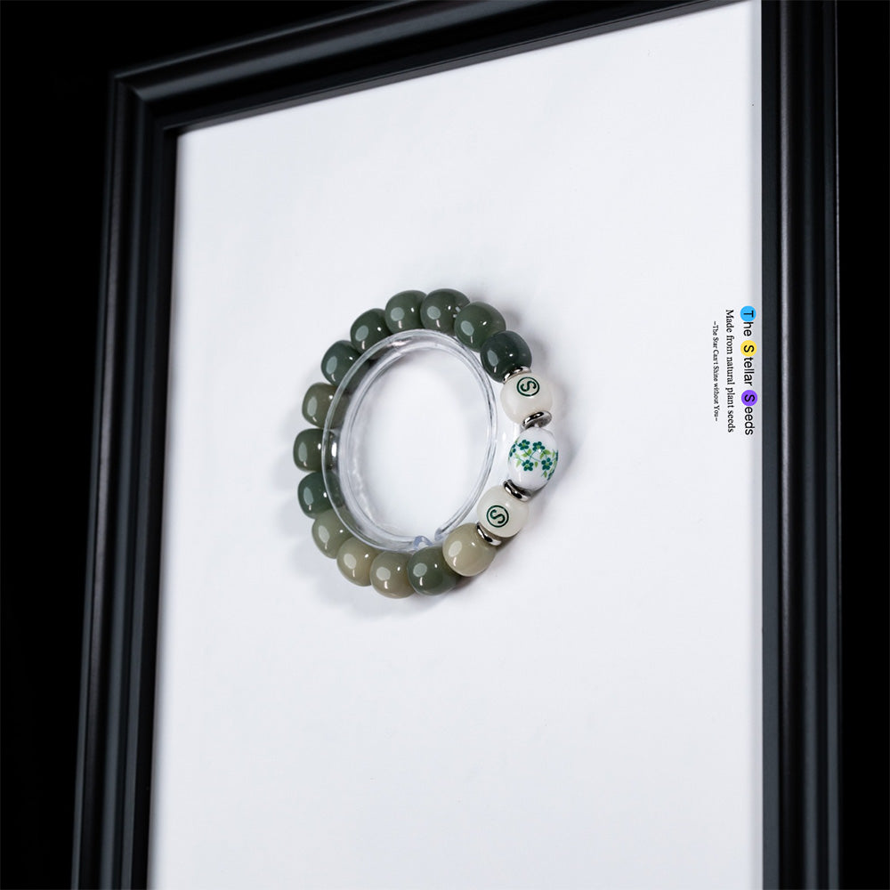 Green Bodhi Seeds Spiritual Bracelets with Floral Bead - The Stellar Seeds