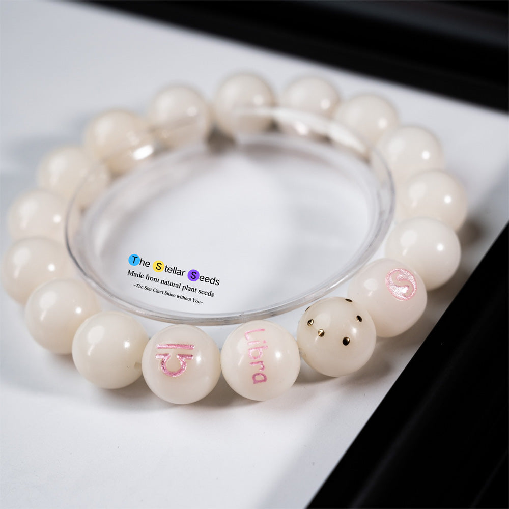 White Bodhi Mala Beads – Libra Constellation Bracelet for Mindful Living - The Stellar Seeds