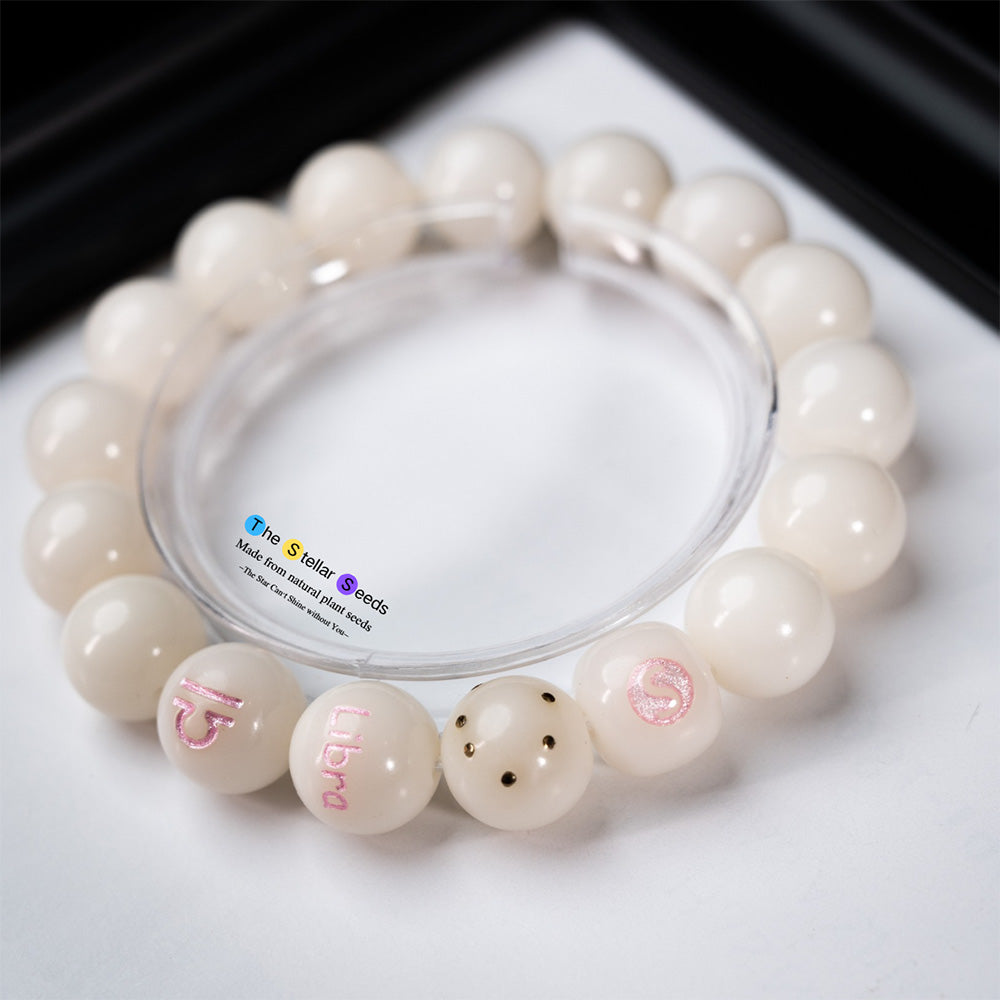 White Bodhi Mala Beads – Libra Constellation Bracelet for Mindful Living - The Stellar Seeds