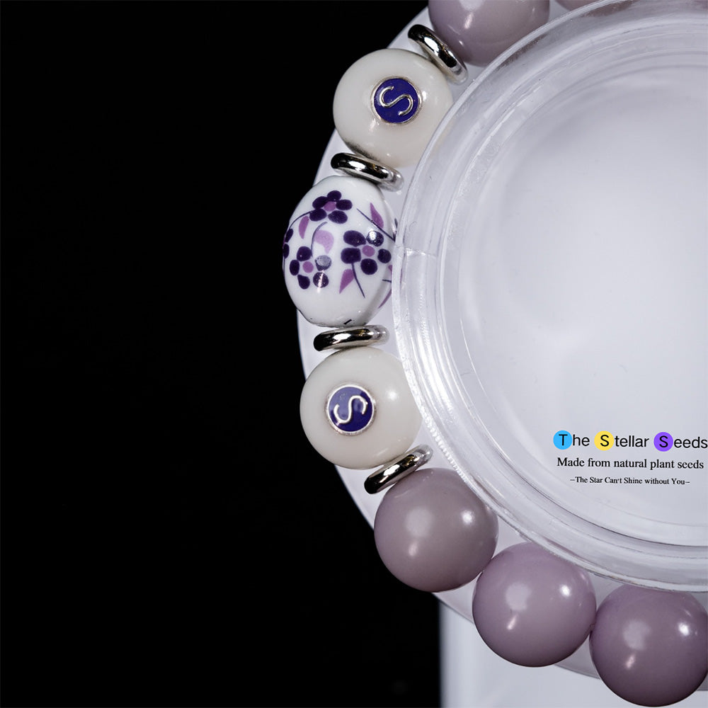Mindful Focus Bracelet – Floral Ceramic Bodhi Beads for Clarity - The Stellar Seeds