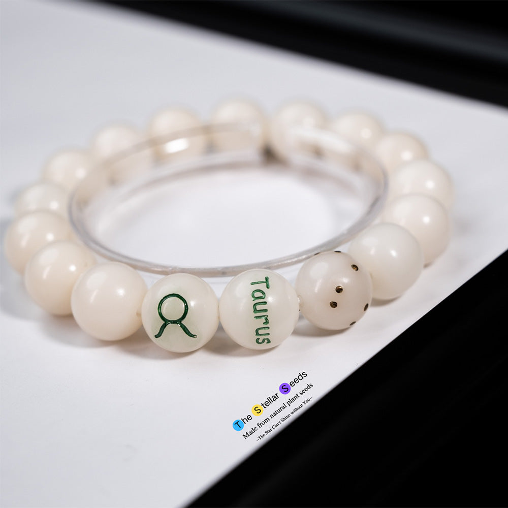 Taurus Meditation Beads – White Bodhi Zodiac Bracelet for Inner Calm - The Stellar Seeds