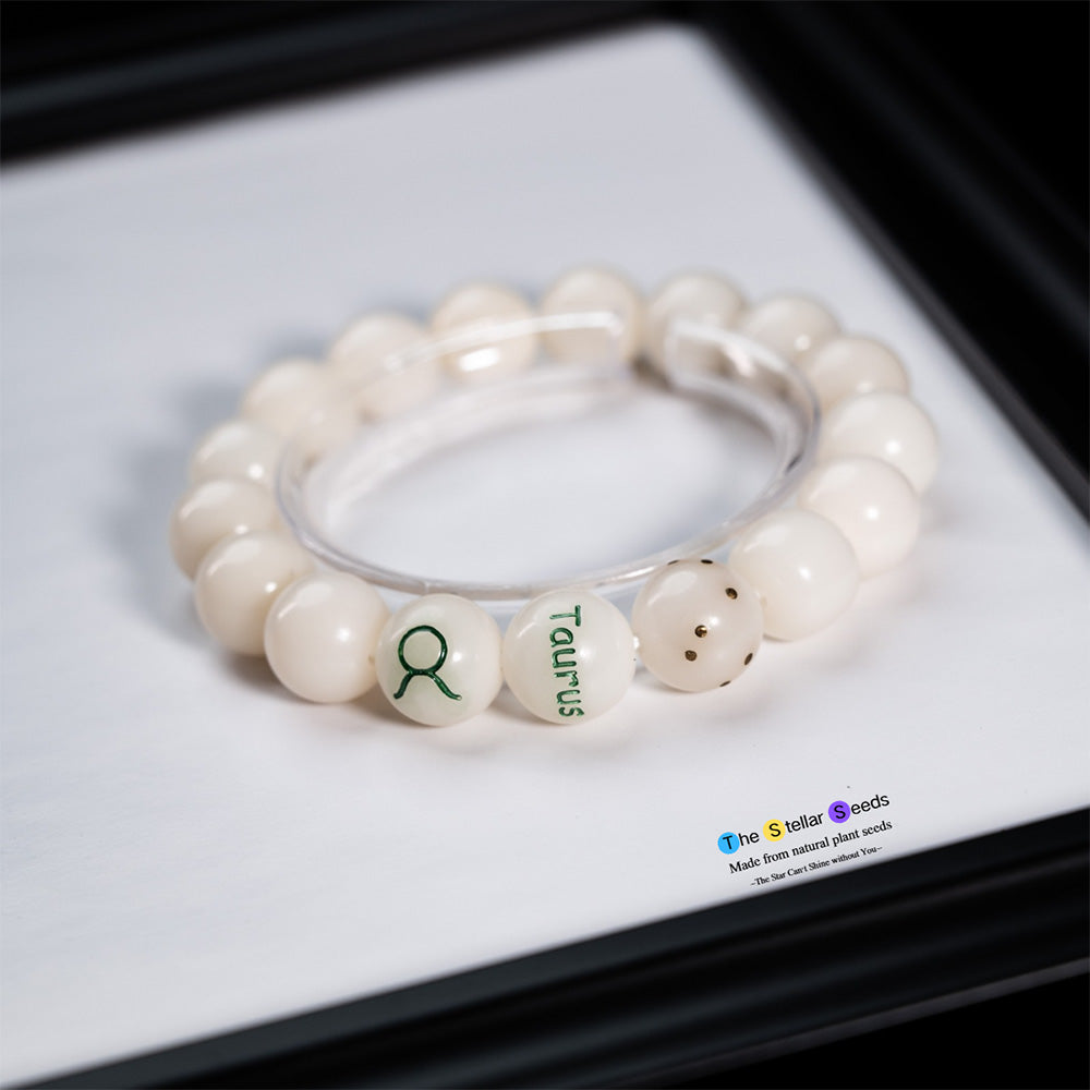 Taurus Meditation Beads – White Bodhi Zodiac Bracelet for Inner Calm - The Stellar Seeds