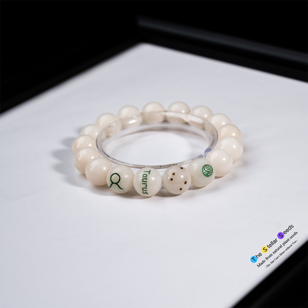 Taurus Meditation Beads – White Bodhi Zodiac Bracelet for Inner Calm - The Stellar Seeds