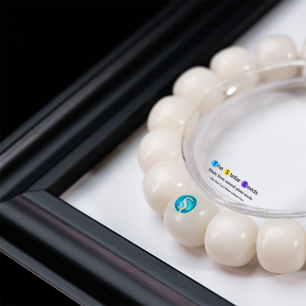 White Bodhi Bead Wrist Mala – Eco-Friendly Meditation Jewelry - The Stellar Seeds