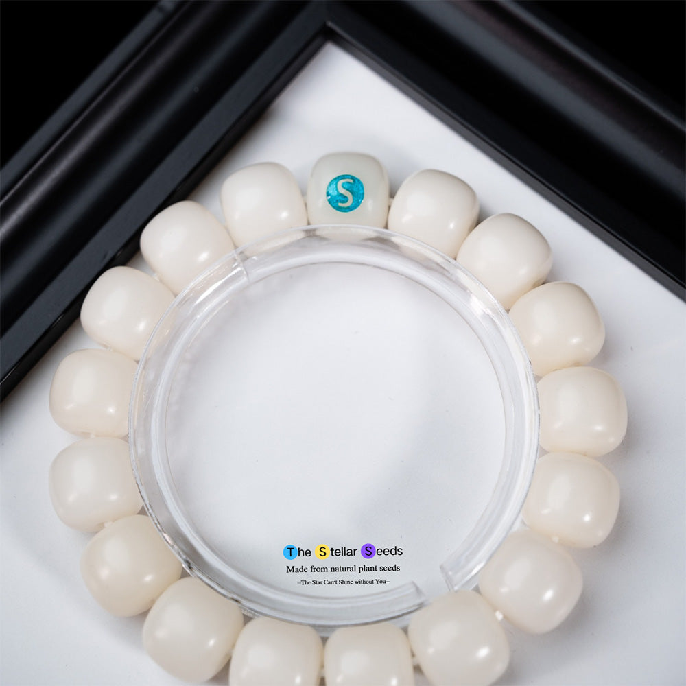 White Bodhi Bead Wrist Mala – Eco-Friendly Meditation Jewelry - The Stellar Seeds