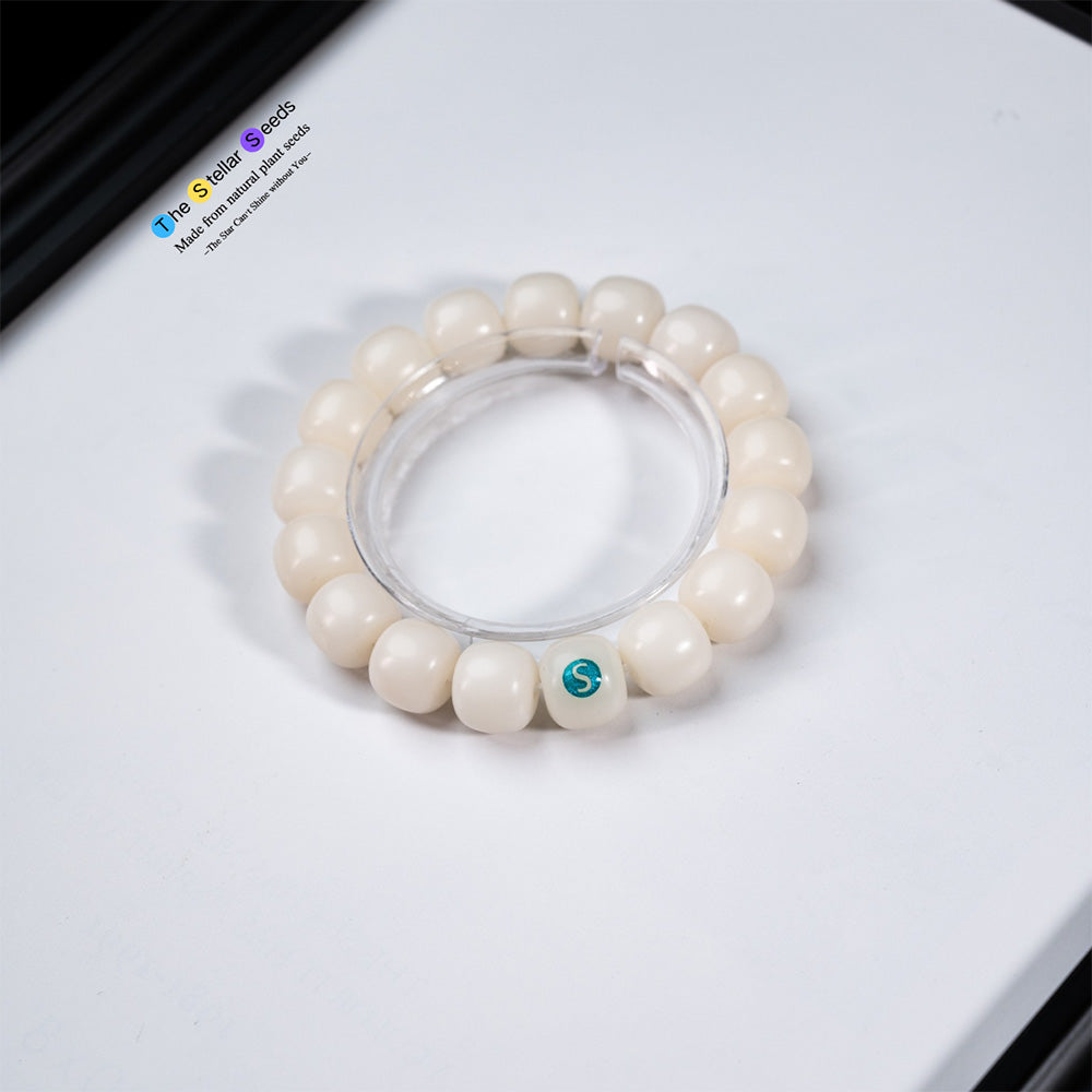 White Bodhi Bead Wrist Mala – Eco-Friendly Meditation Jewelry - The Stellar Seeds