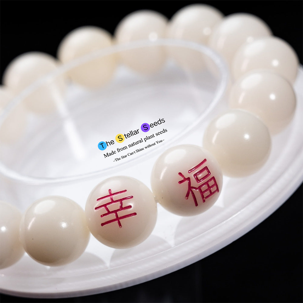 Handmade White Bodhi Seeds Mala Bracelet for Mindful Meditation - The Stellar Seeds