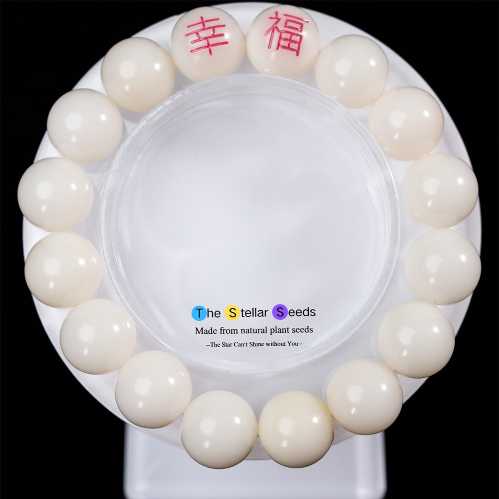 Handmade White Bodhi Seeds Mala Bracelet for Mindful Meditation - The Stellar Seeds