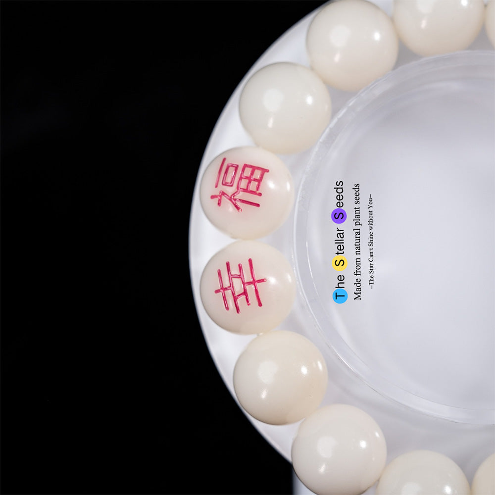 Handmade White Bodhi Seeds Mala Bracelet for Mindful Meditation - The Stellar Seeds
