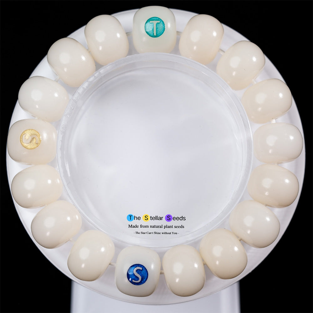 Zen in White – Natural Bodhi Bead Mala Bracelet - The Stellar Seeds