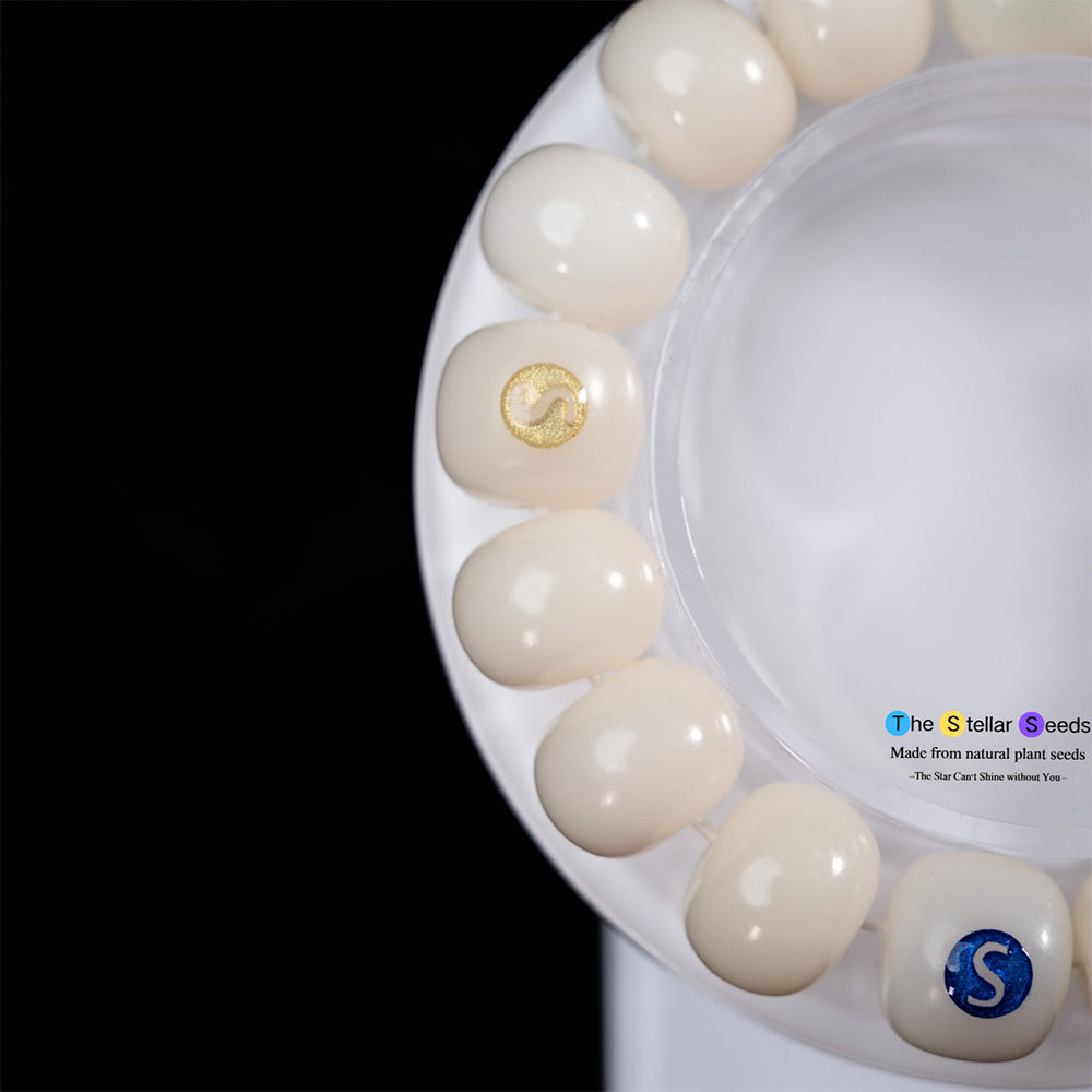 Zen in White – Natural Bodhi Bead Mala Bracelet - The Stellar Seeds