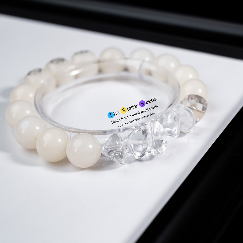 White Crystal Glass Bodhi Bead Bracelet – Clarity& Spiritual Balance - The Stellar Seeds