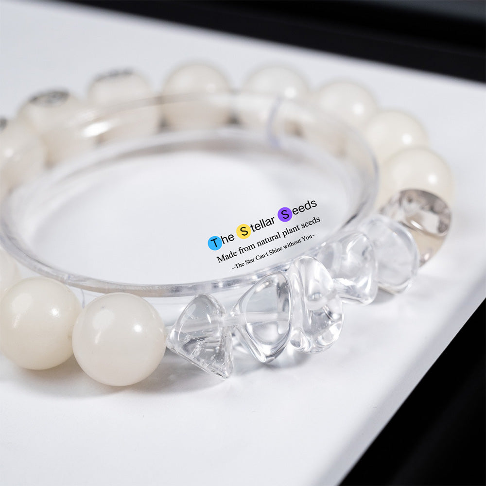 White Crystal Glass Bodhi Bead Bracelet – Clarity& Spiritual Balance - The Stellar Seeds