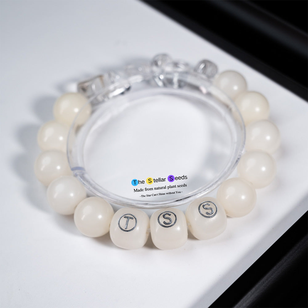 White Crystal Glass Bodhi Bead Bracelet – Clarity& Spiritual Balance - The Stellar Seeds