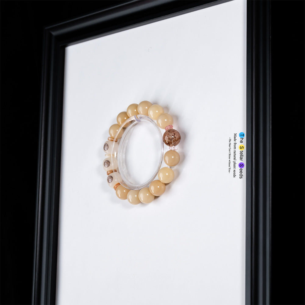 Yellow Phantom Crystal & Bodhi Seed Bracelet - The Stellar Seeds