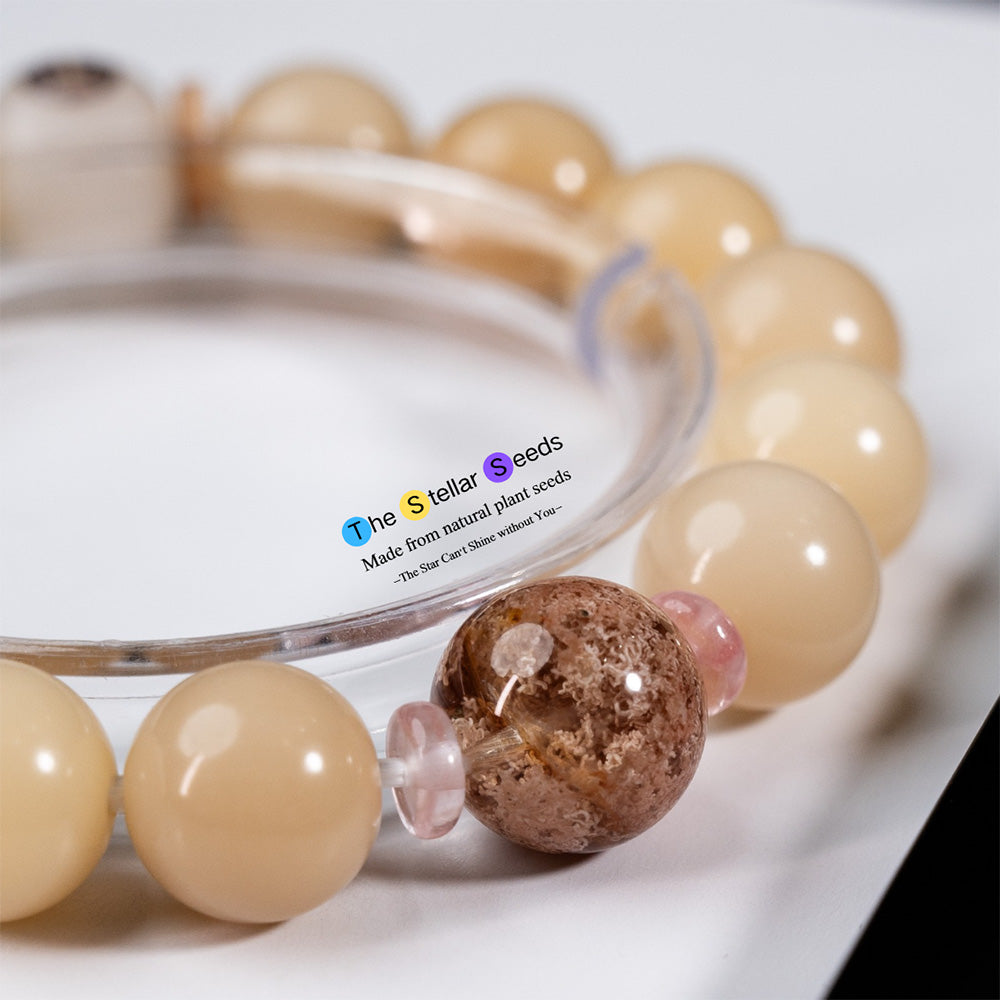 Yellow Phantom Crystal & Bodhi Seed Bracelet - The Stellar Seeds