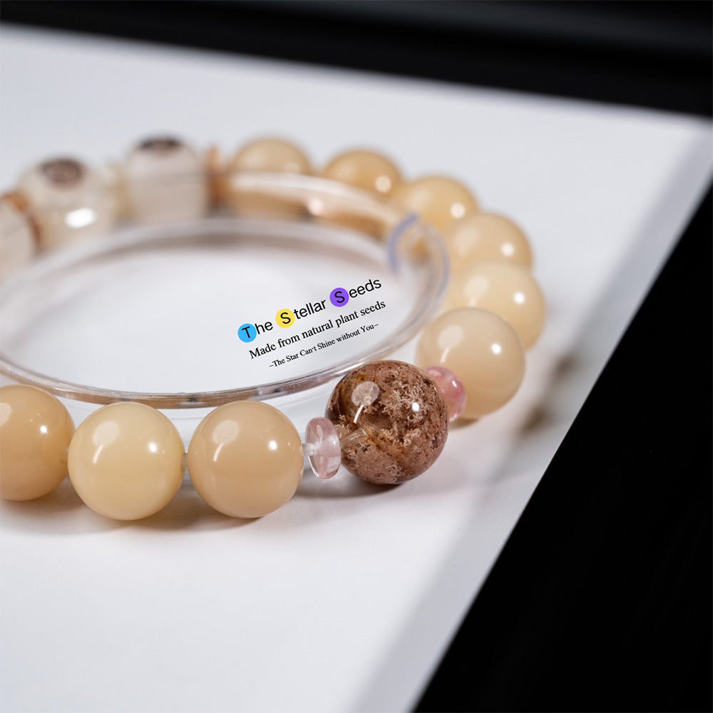 Yellow Phantom Crystal & Bodhi Seed Bracelet - The Stellar Seeds