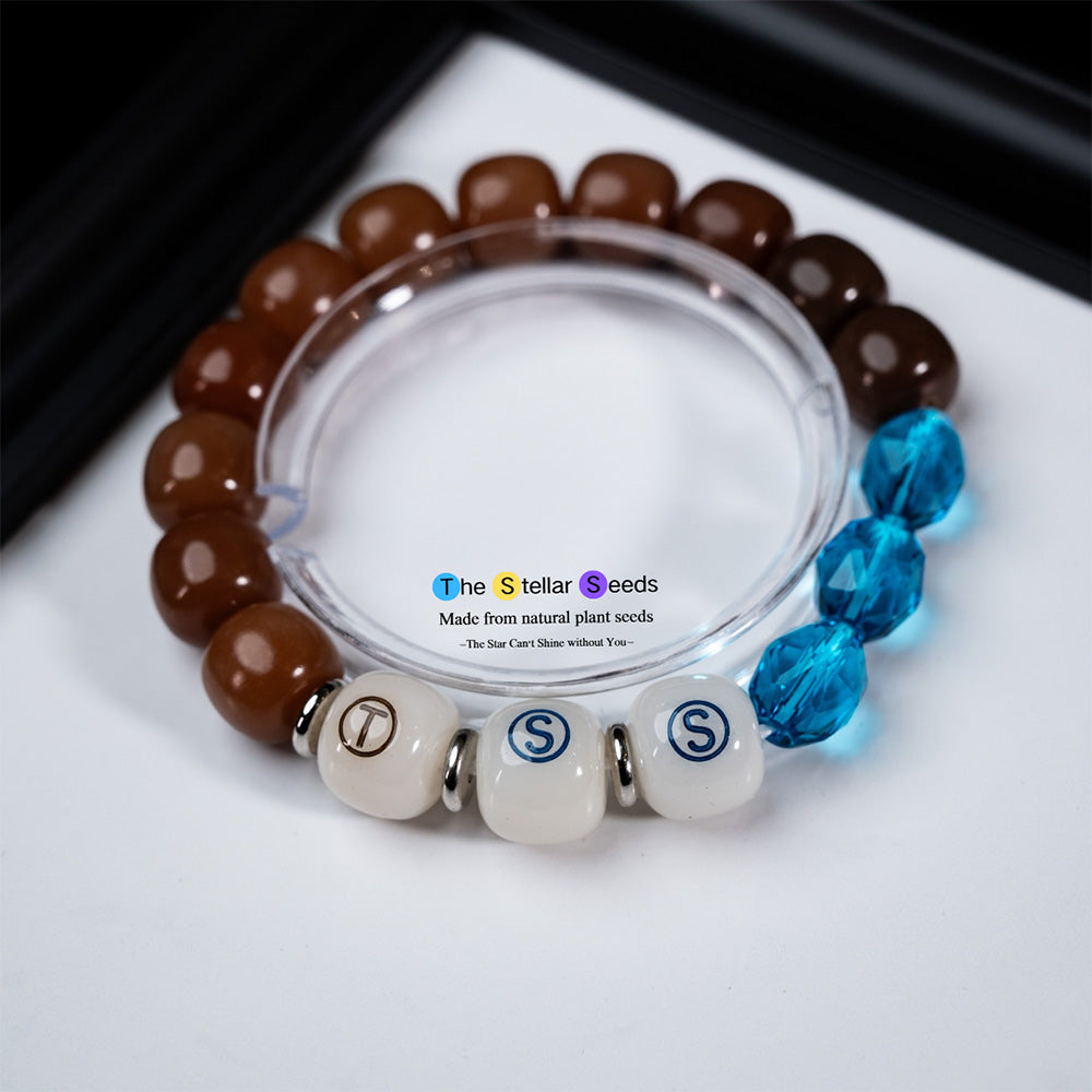 Blue Glass & Bodhi Meditation Bracelet - The Stellar Seeds