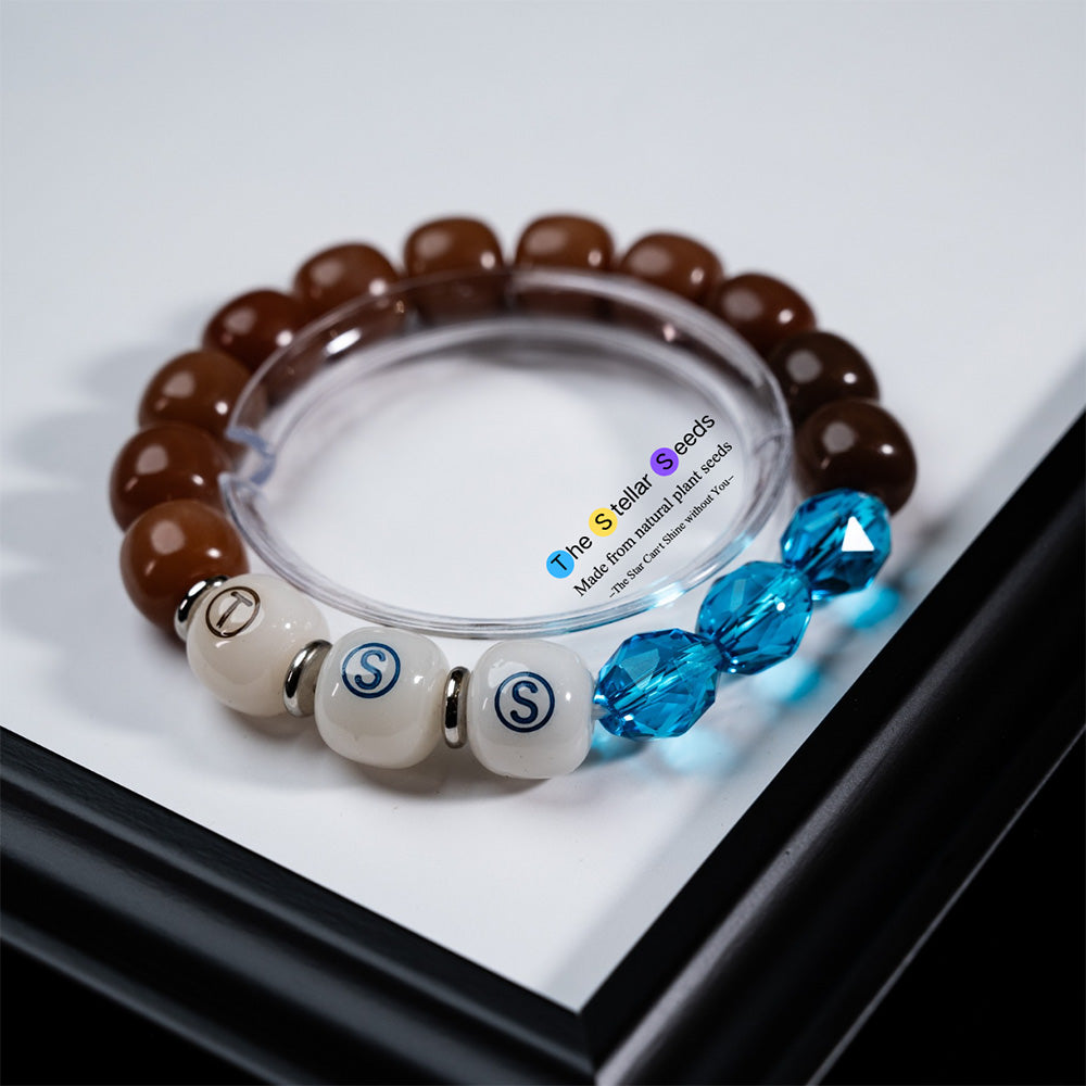 Blue Glass & Bodhi Meditation Bracelet - The Stellar Seeds