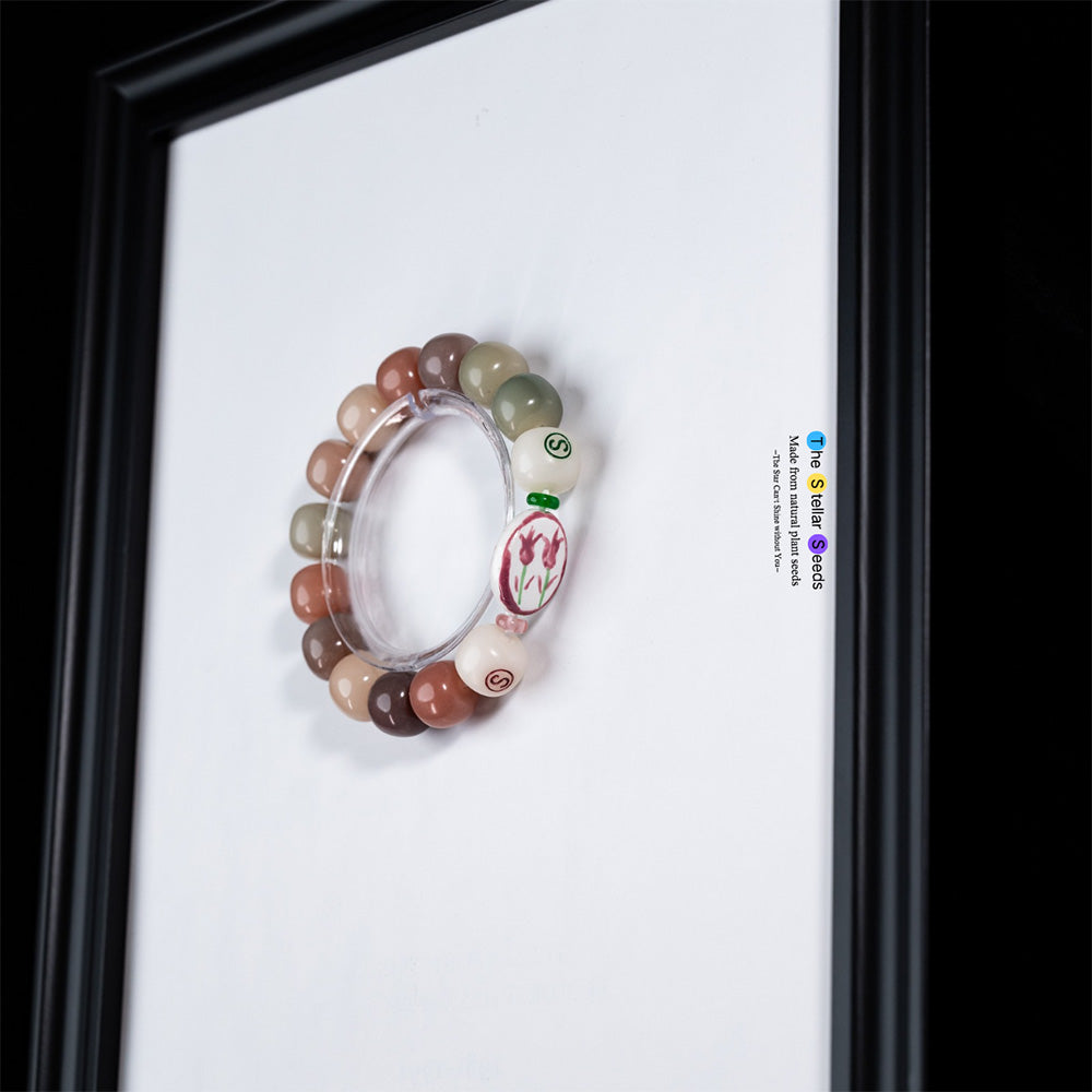 Floral Tranquility – Ceramic & Bodhi Meditation Bracelet - The Stellar Seeds