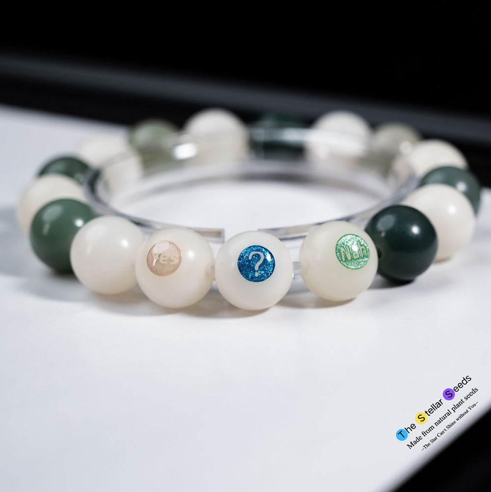 Mindful Bodhi Seeds Bracelet with “Yes ? Nah” Beads - The Stellar Seeds