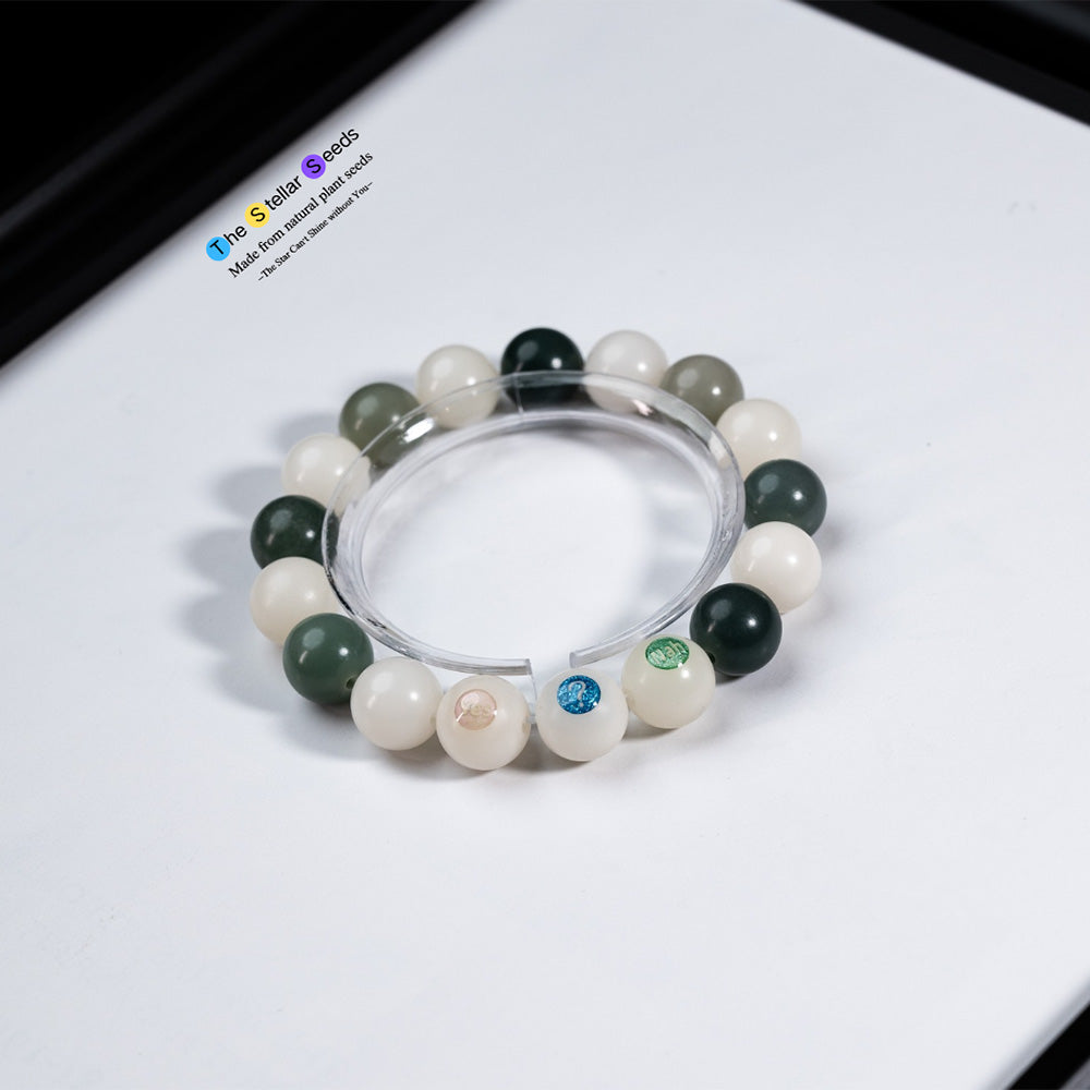 Mindful Bodhi Seeds Bracelet with “Yes ? Nah” Beads - The Stellar Seeds
