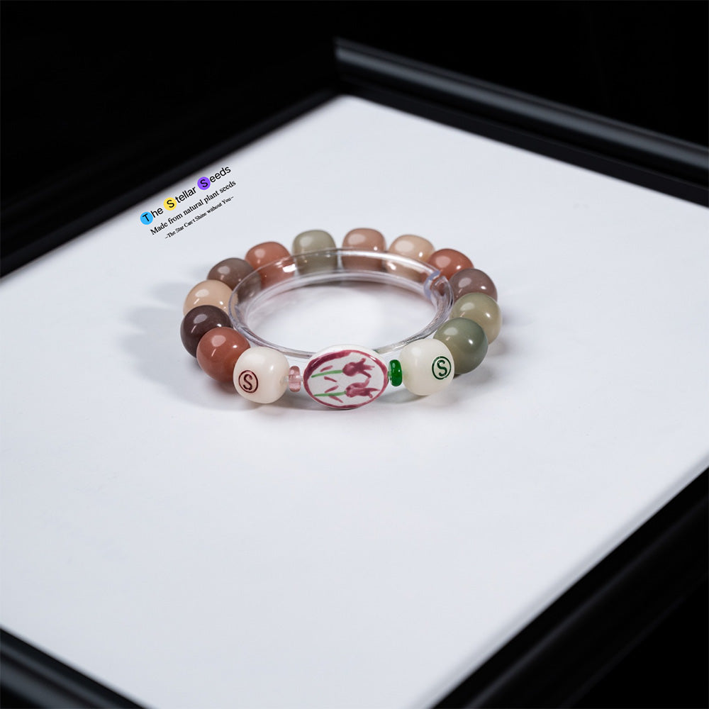 Floral Tranquility – Ceramic & Bodhi Meditation Bracelet - The Stellar Seeds