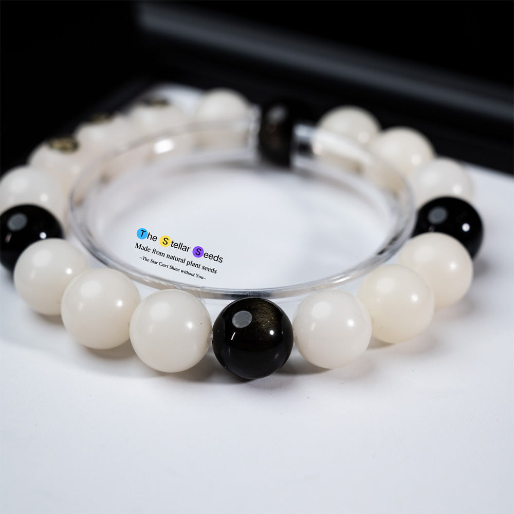 Guardian Energy Bracelet – Gold Sheen Obsidian & Natural Bodhi Seeds - The Stellar Seeds