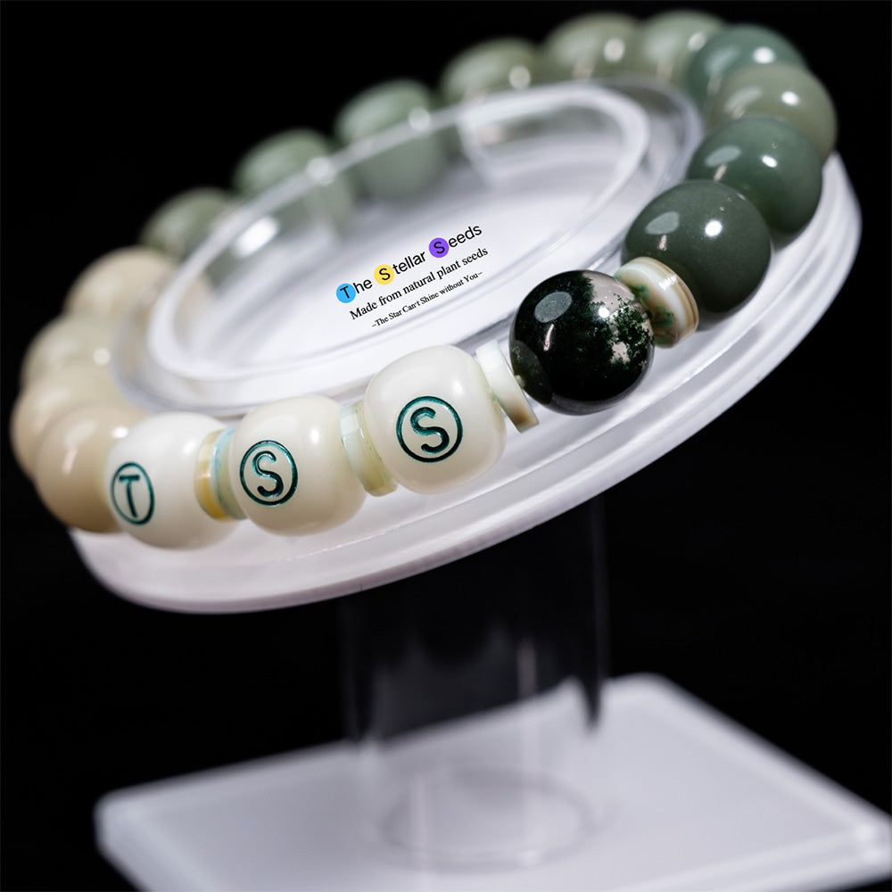 Green Phantom Crystal & Bodhi Seed Bracelet – Natural Energy & Serenity - The Stellar Seeds