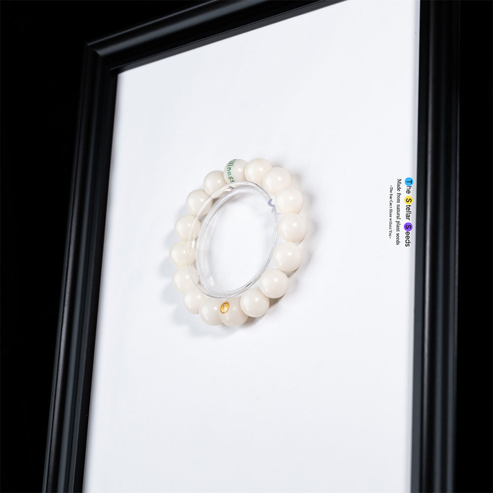 White Bodhi Bead Bracelet with “Stillness” – Find Inner Peace - The Stellar Seeds