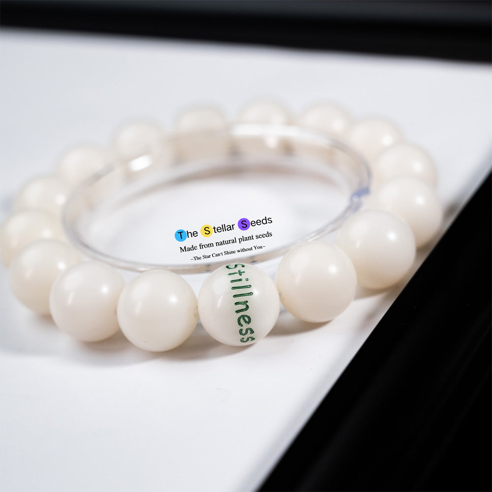 White Bodhi Bead Bracelet with “Stillness” – Find Inner Peace - The Stellar Seeds