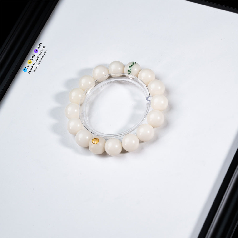 White Bodhi Bead Bracelet with “Stillness” – Find Inner Peace - The Stellar Seeds