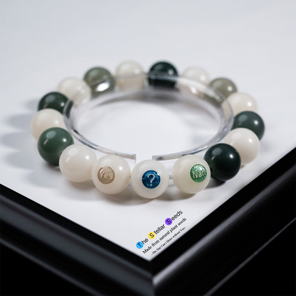 Mindful Bodhi Seeds Bracelet with “Yes ? Nah” Beads - The Stellar Seeds