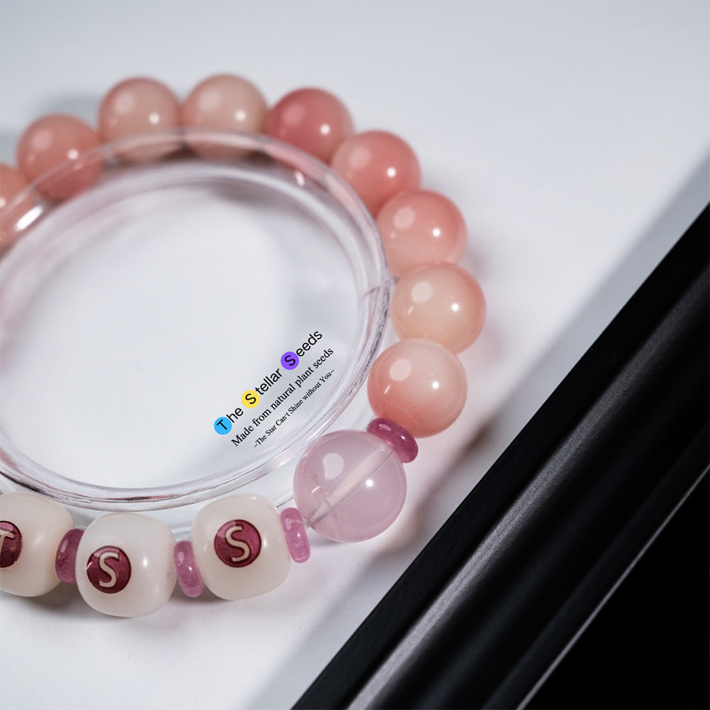 Pink Spiritual Beads Bracelet with Rose Quartz - The Stellar Seeds