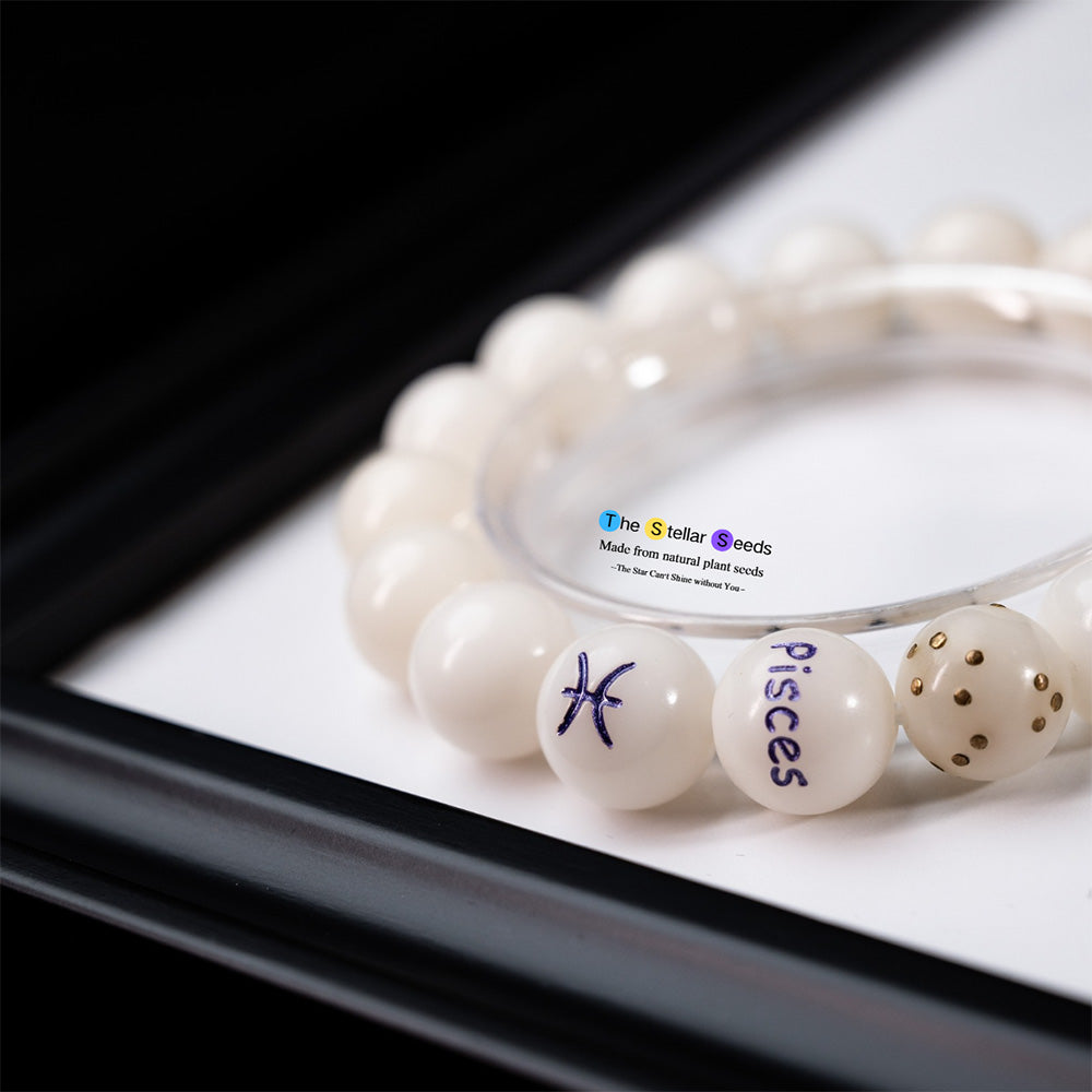 Pisces Zodiac Japa Mala Beads – White Bodhi Bracelet for Inner Peace - The Stellar Seeds