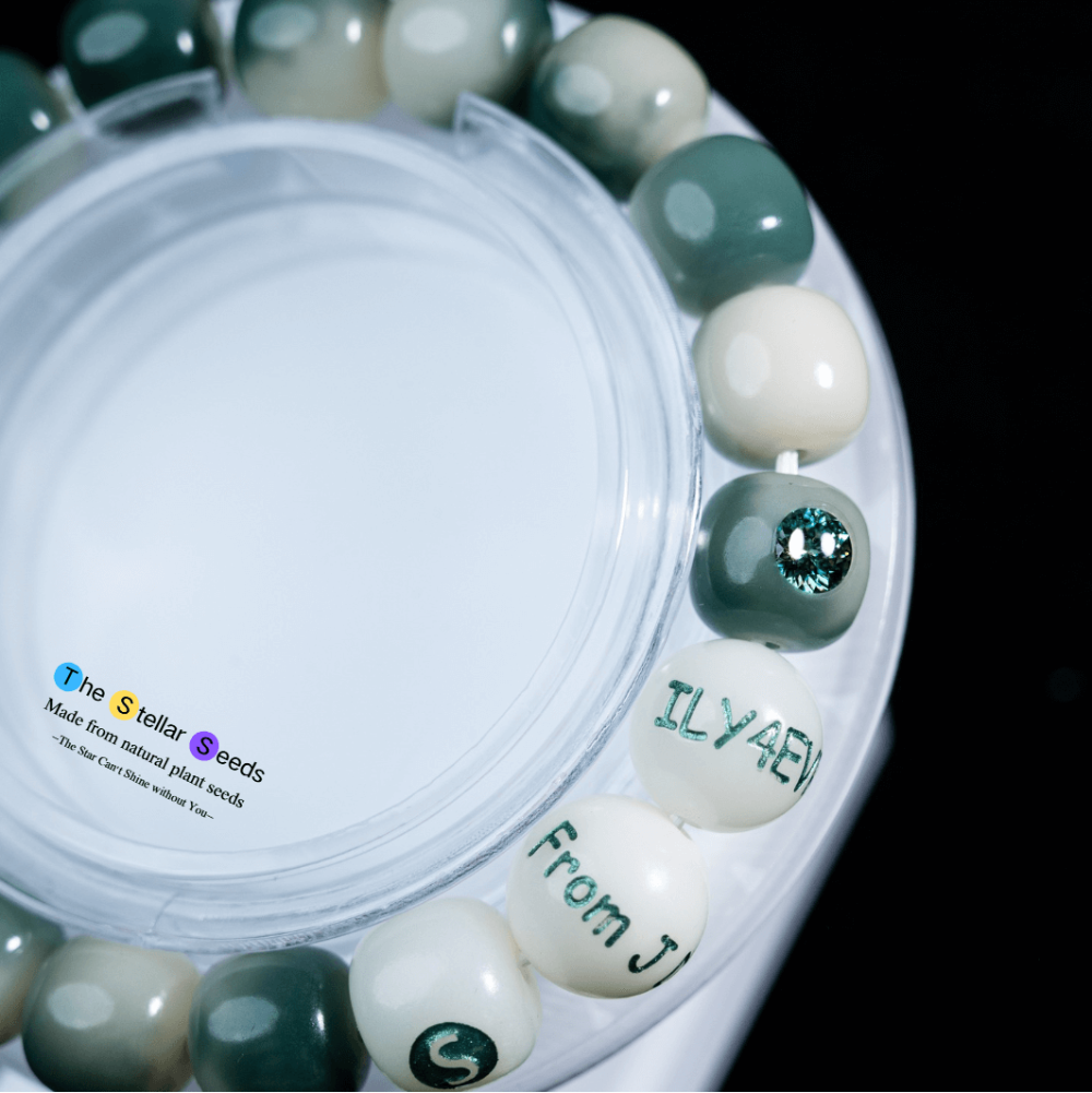 Custom Bodhi Bracelet – Mala Beads Meditation Gift with Moissanite and Engraving - The Stellar Seeds