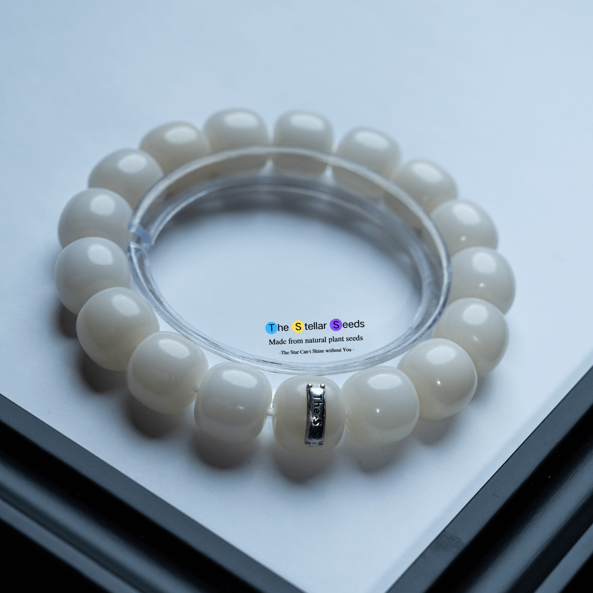 White Bodhi Seed Mala Beads Bracelet – A Symbol of Peace and Presence - The Stellar Seeds