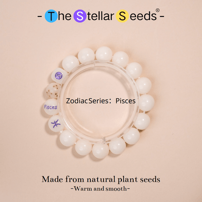 Pisces Zodiac Japa Mala Beads – White Bodhi Bracelet for Inner Peace - The Stellar Seeds