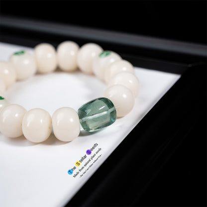 White Bodhi Seed & Fresh Green Fluorite Spiritual Healing Bracelet - The Stellar Seeds