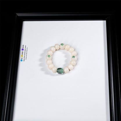 White Bodhi Seed & Fresh Green Fluorite Spiritual Healing Bracelet - The Stellar Seeds
