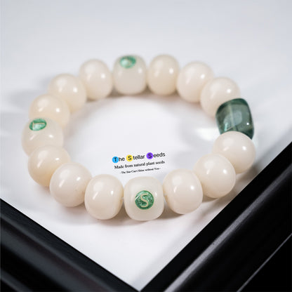 White Bodhi Seed & Fresh Green Fluorite Spiritual Healing Bracelet - The Stellar Seeds